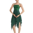 thumbnail image 2 of Haitryli Women Adult Lyrical Camisole Ballet Dance Leotard Dress Gymnastics Bodysuit Asymmetric Chiffon Dancewear Green L, 2 of 7