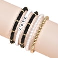 thumbnail image 2 of opvise 5 Pcs Unisex Bracelets Colorful Bohemian Polymer Clay Love Letters Faux Pearls Bracelets for Party, 2 of 8