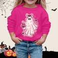 thumbnail image 2 of CUZIBR Little Girls Halloween Crewneck Sweatshirt Pumpkin Bow Ghost Flower Graphic Pullover Long Sleeve Cute Casual Daily Wear,Hot Pink,2-3 Years, 2 of 4