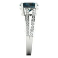 thumbnail image 3 of 2.32 ct Oval Cut Natural London Blue Topaz Solitaire with Simulated Diamond Accents 14K White Gold Womens Engagement Ring, 3 of 5