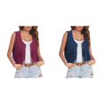 thumbnail image 1 of (2-Pack) Rinsvye Women Western Punk Style Fringe Cropped Jacket Sleeveless Denim Look Trendy Statement Summer Wear Lightweight Material, 1 of 8
