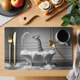 thumbnail image 2 of Giraffe Placemats Set of 6 Funny Animal Bathtub Abstract Art Grey Place Mats Indoor Wipeable Table Mats Washable Cloth Dining Table Placemats for Kitchen Holiday Party Home Decor 13x19 Inch, 2 of 9