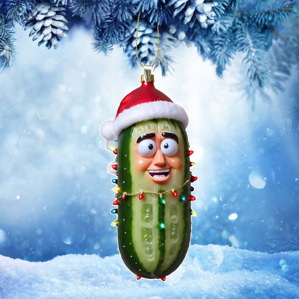Puntoco Colgante de árbol de Navidad decorativo de acrílico multifuncional Lindo mini colgante de pepino navideño