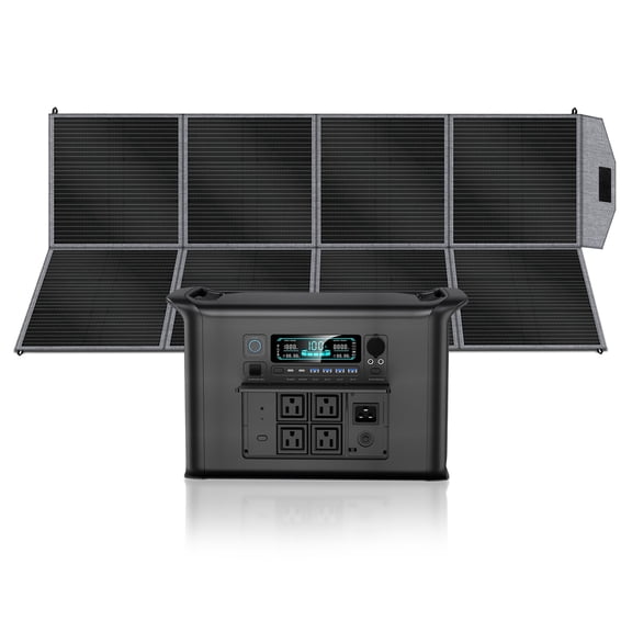 CTOLITY Solar Generator Kit with Panels Included, 4800W Portable Power Station, 2048Wh LiFePO4 Battery, Foldable 2400W Solar Panel for Camping Home Backup RV