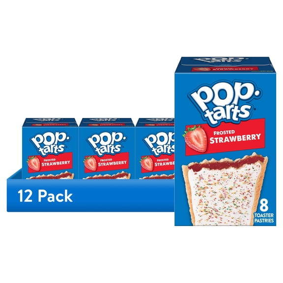(12 pack) Pop-Tarts Frosted Strawberry Toaster Pastries, Breakfast Foods, Shelf-Stable, 13.5 oz (8 Count)