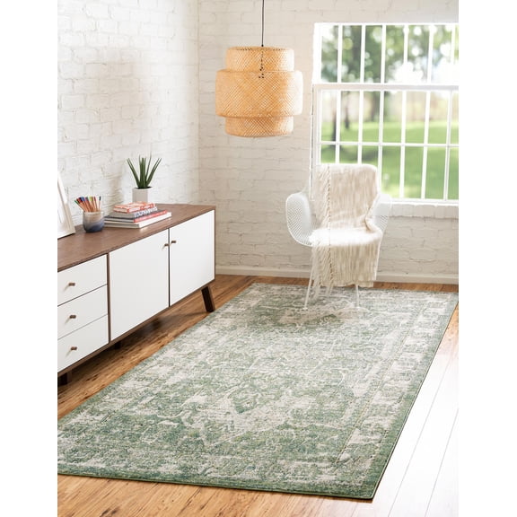 Unique Loom Isabella Collection Area Rug - Adjani (5' 1" x 8' Rectangle Green/Ivory)