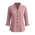 thumbnail image 4 of Neewe Womens Classic Plain Shirt Casual Collar Long Sleeve Loose Fit Button Down Tops Daily Outfits, 4 of 5