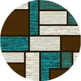 thumbnail image 3 of Premium 3D Hand Carved Thick Modern Contemporary Abstract Rug Design 3995 Turquoise Brown 4'x5'3'', 3 of 11