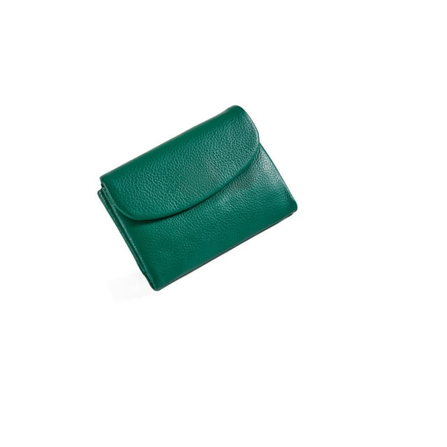 Green Unisex Pebble Pu Leather Organizer Bag Portable Travel Wallet Soft Mini Bag For Money Cards Storage Green Color