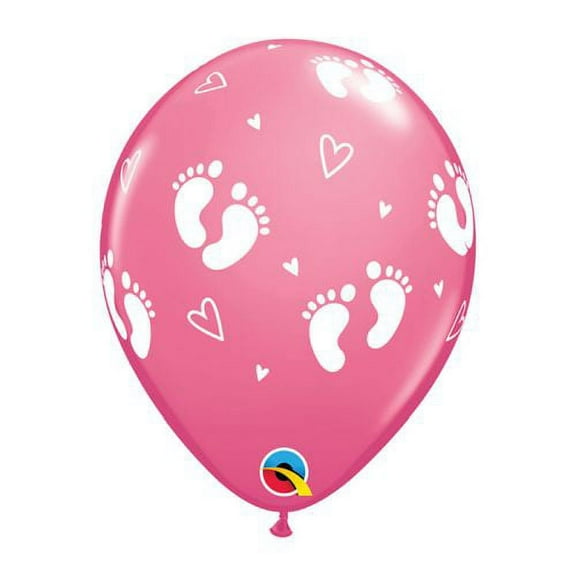 Burton & Burton 11" Girl Footprints & Hearts Balloons Pack/6