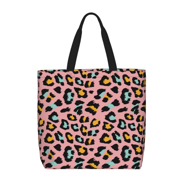 Easygdp Leopard Bolsa Tote para Mujer, Bolso de Hombro para Trabajo, Playa, Viajes, Compras y Supermercado