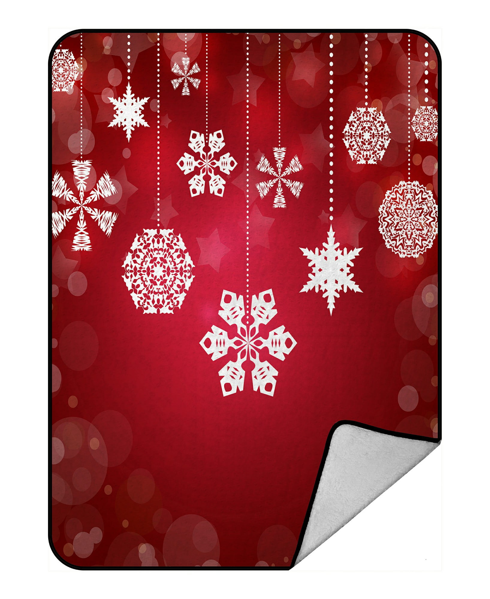 ABPHQTO Christmas White Snowflakes Fleece Blanket Fleece Back Throw