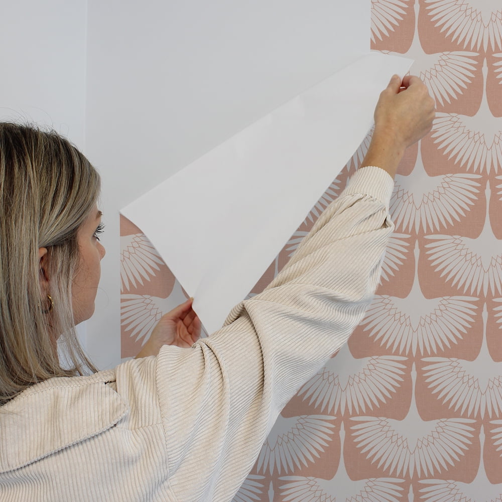 Tempaper x Genevieve Gorder Feather Flock Pink Peel and Stick Wallpaper, 20.5" x 16.5'