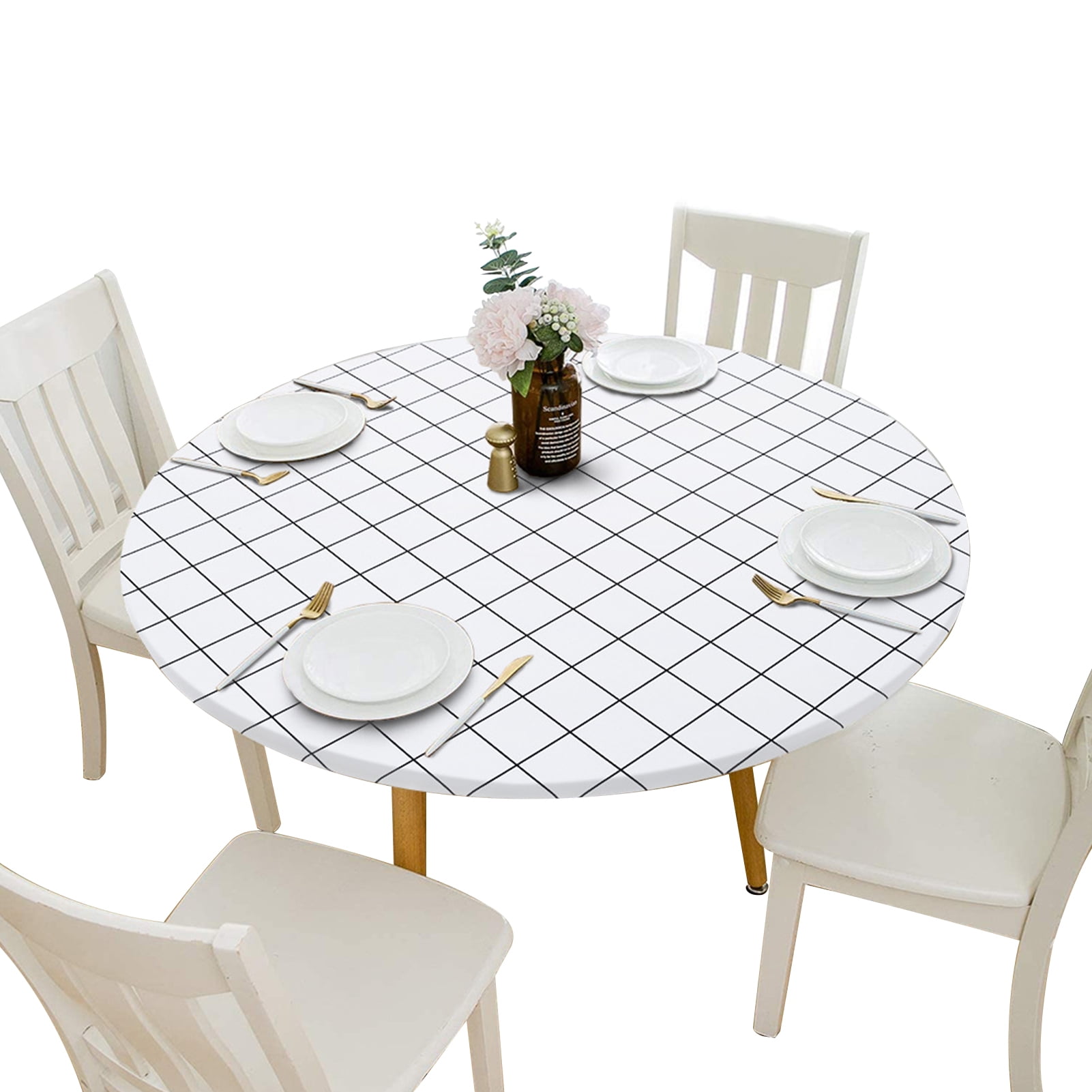 Cover Table Cloth With Elastic Band, Round Table Plastic Sheet