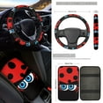 thumbnail image 3 of Jeiento Funny Ladybug Car Seat Cover Full Set for Men Auto Front Rear Seat Cover Car Floor Mats Steering Wheel Cover Keychains Seatbelt Pad Armrest Cover Coasters Keychains 17 Pack, 3 of 8