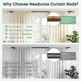 thumbnail image 4 of NewBuros Coffee Brown Wood Curtain Rod for Windows, 1" Diameter Heavy-Duty Wooden Curtain Pole Set, Adjustable Length 32 to 48 Inch with Decorative Leaf Finial., 4 of 9