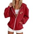 thumbnail image 6 of Gsakboxl Sweatshirt Women Football Embroidery Full Zip Up Long Sleeve Hooded Sweatshirt, Casual Outer Hood Jacket For Football Lovers Fall Daily Wear, 6 of 8