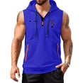 thumbnail image 2 of Dresfit Hoodie Mens Zip Up Sleeveless Tank Tops Drawstring Hooded Vintage Shirts 2026 Summer Loose Big and Tall Oversized Workout Sweatshirt Royal Blue 2XL, 2 of 5