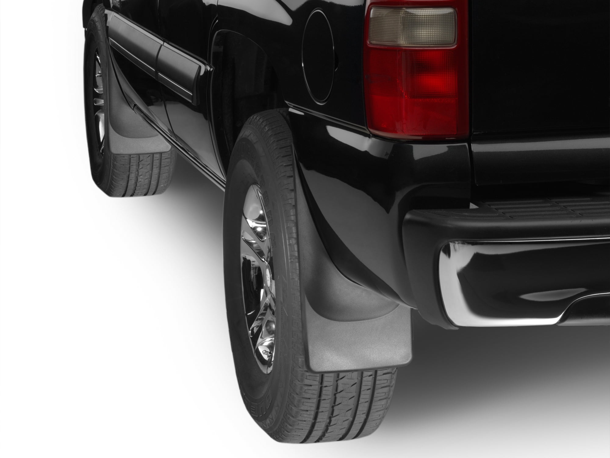 WeatherTech Custom No Drill Splash Guard MudFlaps compatible with Sierra, Avalanche, Silverado, Tahoe, Suburban, Front & Rear Set - Black