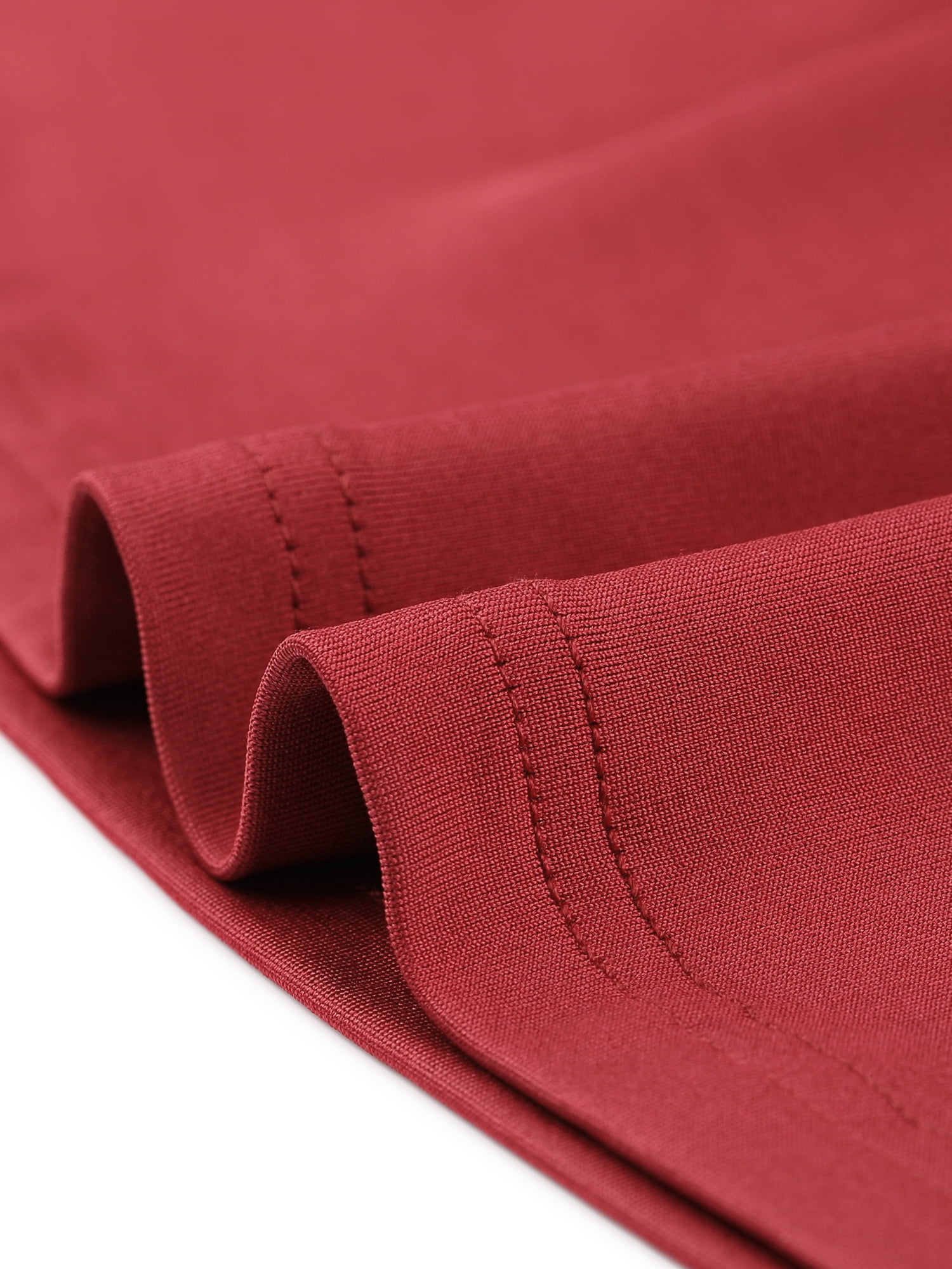 Unique Bargains Women's Tiered Round Neck Ruffle Hem Short Cap Sleeve Knit Midi Dress S Wine Red
