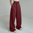 thumbnail image 3 of RYRJJ Womens Wide Leg Dress Pants Belted High Waisted Slacks Pants Business Casual Work Palazzo Trousers with Pockets(Red;M), 3 of 8