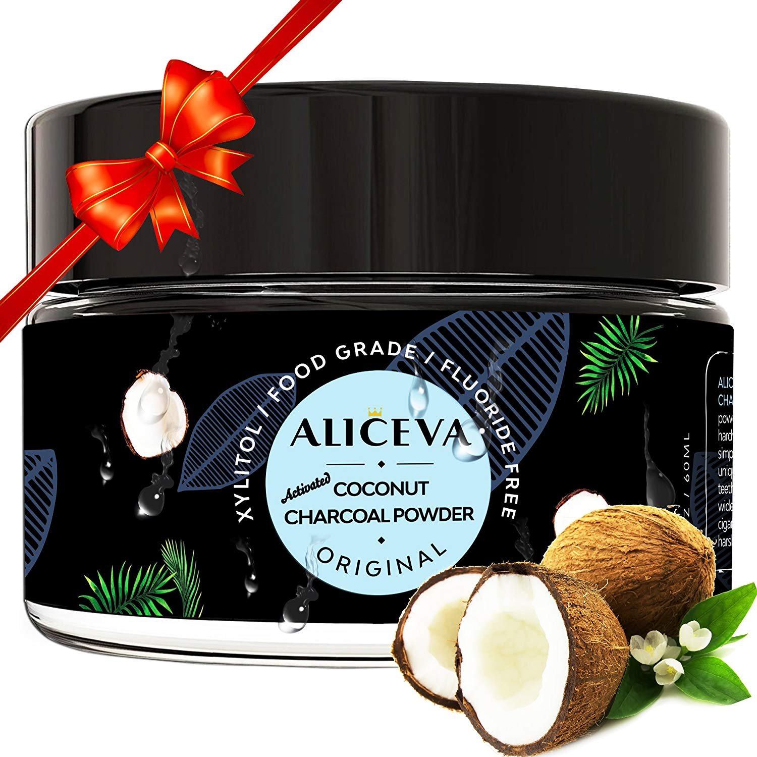 Teeth Whitening Activated Charcoal Powder with Xylitol 2.2 oz Food Grade Formula from Organic