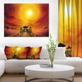 thumbnail image 1 of Design Art - Exotic Wood Pier under Yellow Sun, 1 of 3