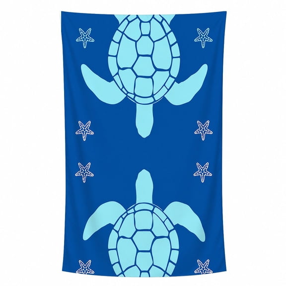 60x30in Oversized Beach Towel, Quick-Dry Sand-Free Highly Absorbent Swim Towel, Soft Pool Towel, Marine Mixed Prints of Starfish & Sea Turtle for Vacation
