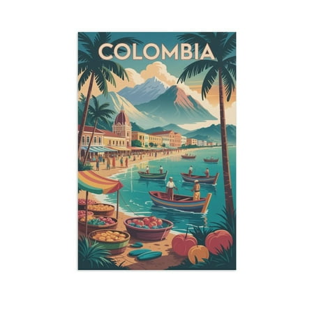 Nostalgic Vintage City Travel Poster of Santa Marta Featuring Cobblestone Streets And Art Style Print Poster