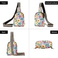thumbnail image 3 of Colorful Floral Print Flowers Crossbody Bags Backpack Chest Bag Shoulder Bag Waist Bag for Outdoor Travel Hiking Fitness Cycling, 3 of 7