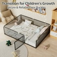 thumbnail image 7 of Queen Montessori Floor Bed with 20.6" High Safety Fence& Anti Collision Cotton, Metal Floor Bed with Slats, Black, 7 of 7