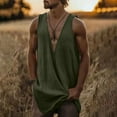 thumbnail image 2 of Taqqpue Men's Linen Tank Tops Solid Color V Neck Sleeveless Shirt Casual Textured Summer Beach Plus Size Tank Shirts with Pockets, 2 of 6