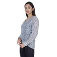 thumbnail image 2 of Moomaya Printed WoMen's Button Down Shirt Long Sleeve Tshirt V-Neck Tunic Top, 2 of 9
