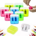 thumbnail image 4 of Pencil Sharpeners, Plastic Double Hole Pencil Sharpener with Lid Manual Hand Pencil Sharpener Bulk, 4 of 5