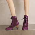thumbnail image 3 of Mepaouo Women Vintage Victorian Lace up Boots Kitten Heel Walking Ankle Short Booties(Purple,8.5), 3 of 9