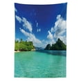 thumbnail image 3 of Ambesonne Landscape Tablecloth Rectangular Table Cover, Botanic Sea Mountain, 60"x84", Turquoise Blue Green, 3 of 4