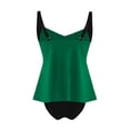 thumbnail image 6 of Hfnxid Shapewear Bodysuits for Women Tummy Control Two Piece Bathing Suit Seamless Color Block Swimsuit Slim Stretchy Beach Vacation Swimming Suits Green XL, 6 of 8