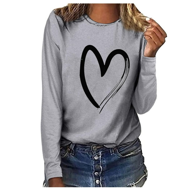 Blusa de manga larga con cuello redondo suelta informal estampada para mujer Fridja hj1480