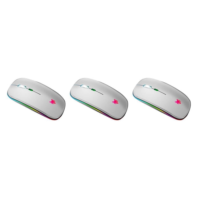stanreset 2.4GHz Wireless Mouse Rechargeable Adjustable 800/1200/1600/2400 DPI Computer Gaming Mice Portable Office for Tablet Silver 3Set