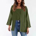 thumbnail image 2 of BXINGOHAI Women's Crewneck Cardigan Long Sleeve Sweater for Women Soft Knit Ladies Cardigan Sweates Coat Army Green M, 2 of 8