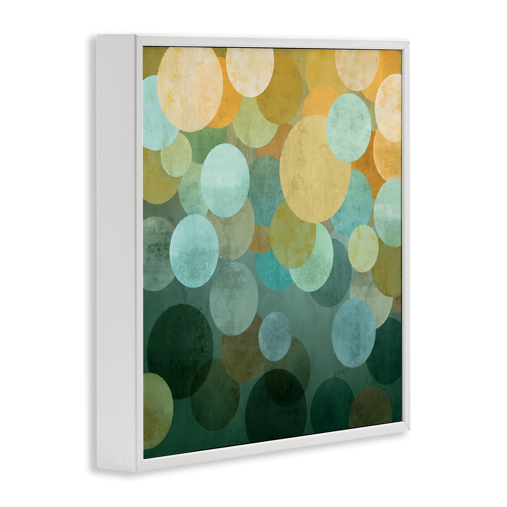 Stupell Industries Round Layered Circles Abstract Painting White Framed Art Print Wall Art, 12 x 12