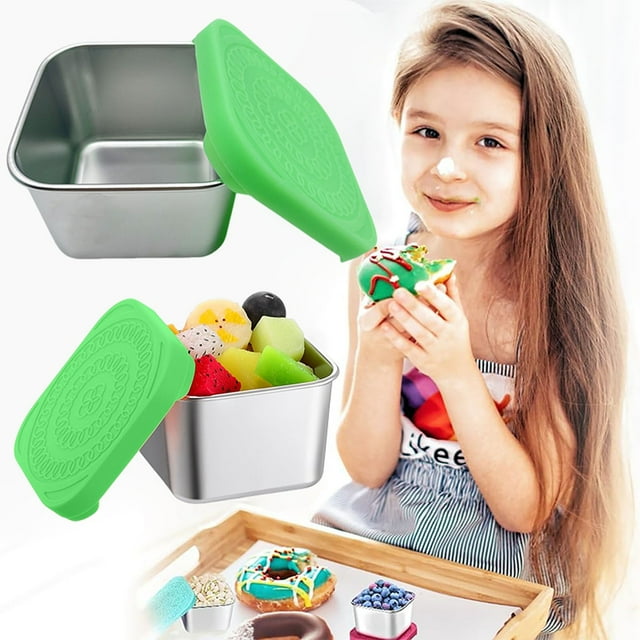 Snack Box Leakproof Small Containers With Silicone Lids Stackable Snack Pots For Kids Stainless Snack Containers Lunch Box For Kids School