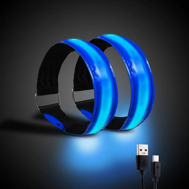 Running Light for Runners (2 Pack) Rechargeable LED Armband Reflective Running Gear, LED Light Up Band for Joggers Bikers Walkers