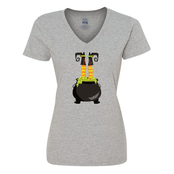 Inktastic Halloween, Witch Cauldron, Witch Legs, Potion Women's V-Neck T-Shirt