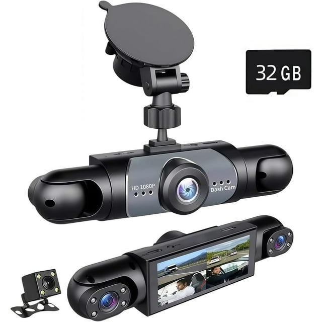Full View Car Dashcam System, 4K HD 360° Dash Cam with Night Vision, Parking Mode, G-Sensor, Loop Recording