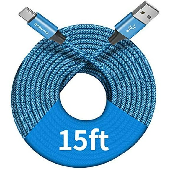 wonima99 Long USB C Cable 15ft, USB A to Type C Cable Charger Cord Premium Nylon Braided for iPhone 16 15 Series Samsung Galaxy Note Tab, Moto, LG, Pixel and More USB C Smartphone & Tablet