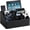 Black, variant on PU Leather Desk Organizer, Remote Control Holder, Black | Luxury Nightstand Organizer for Home, Office Desk Accessories, Bedside Table Caddy with 5 Compartments, Velvet Lining