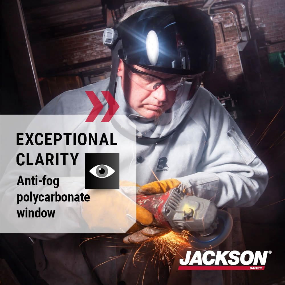 Jackson Safety Jackson Safety - Face Shield - QUAD 500 Premium Multi-Purpose Series - 9' x 12.125' x 0.060" Window - Clear AF with Shade 5 IR Flip Visor - 370 Speed Dial Headgear