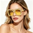 thumbnail image 7 of Women's Oversized Square Rhinestone Sunglasses Fashion Decorative Shades for Party Travel Daily Use, 7 of 7