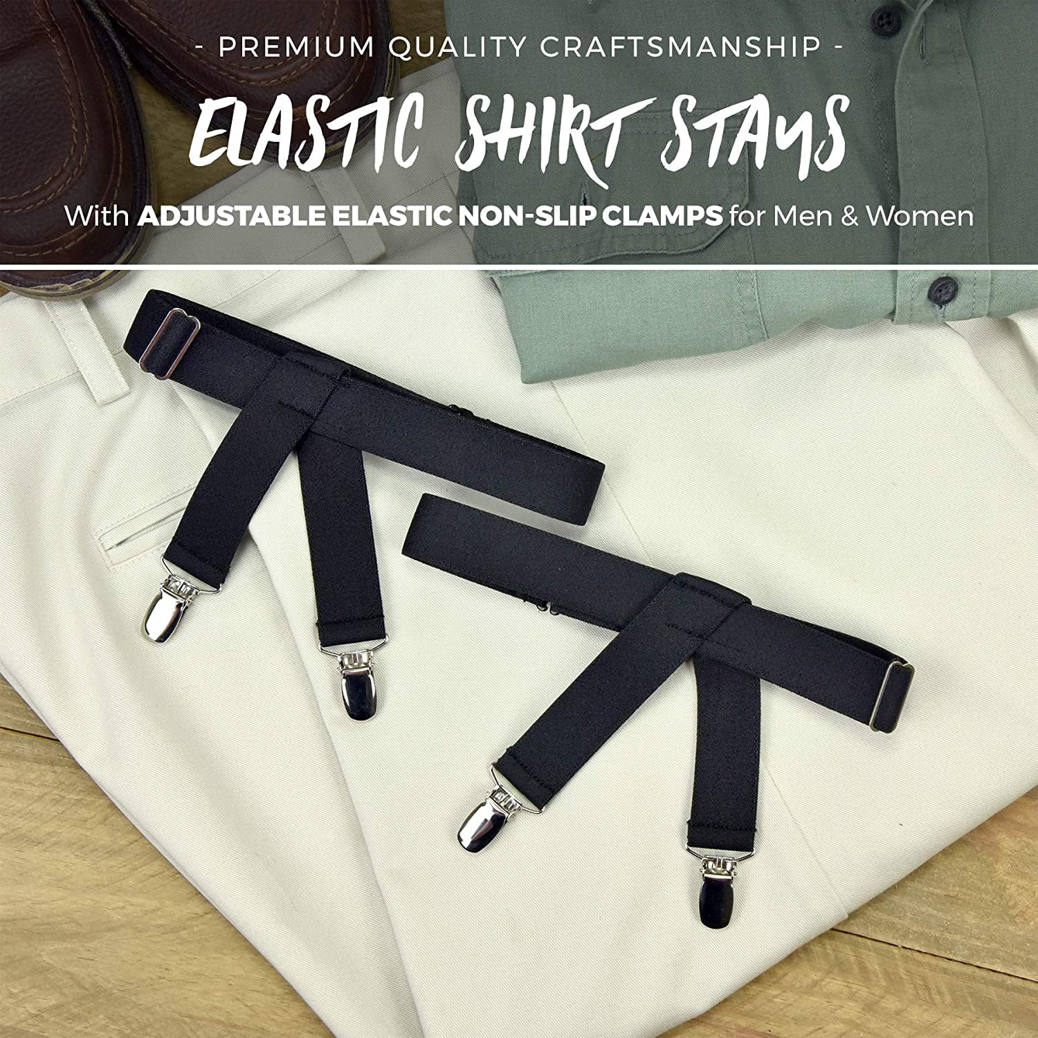 Both comfortable and chic 100 Authentic Men's Black Shirt Stays Garter